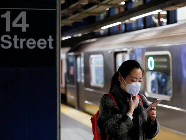 <p>Masks were required on the New York subway system during the Covid crisis </p>