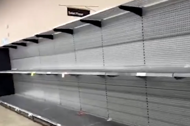 Empty shelves in one supermarket in Sydney.