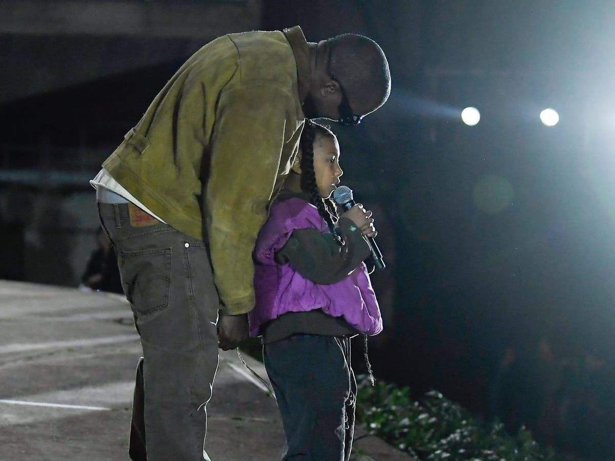 Kanye Westâs six-year-old daughter North makes rap debut at Yeezy show in Paris