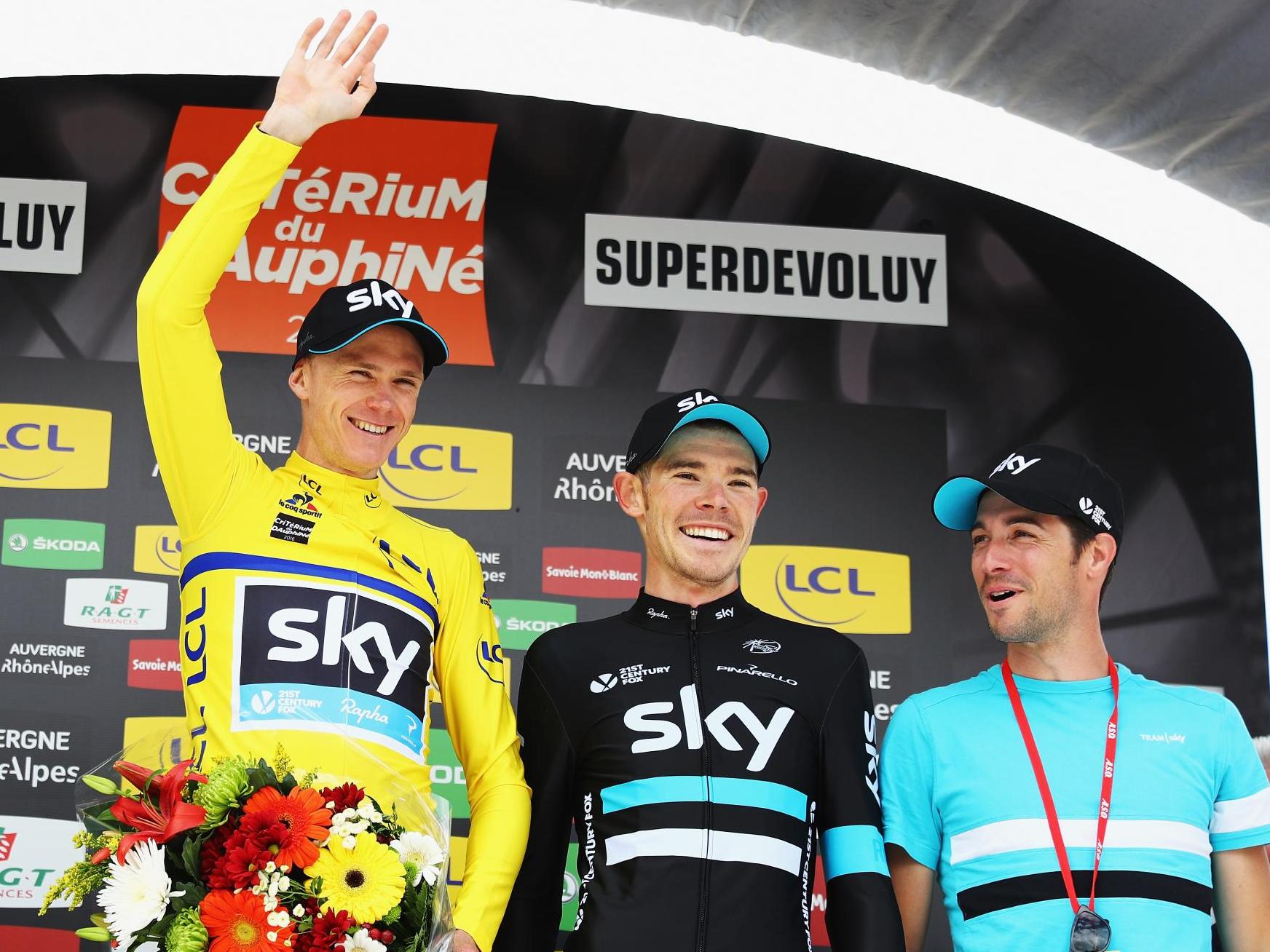 Nico Portal, right, pictured with riders Chris Froome and Luke Rowe