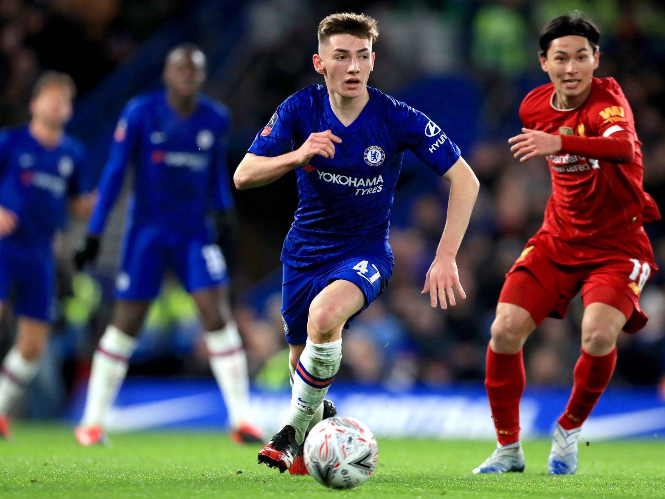 Billy Gilmour on the ball for Chelsea in the FA Cup