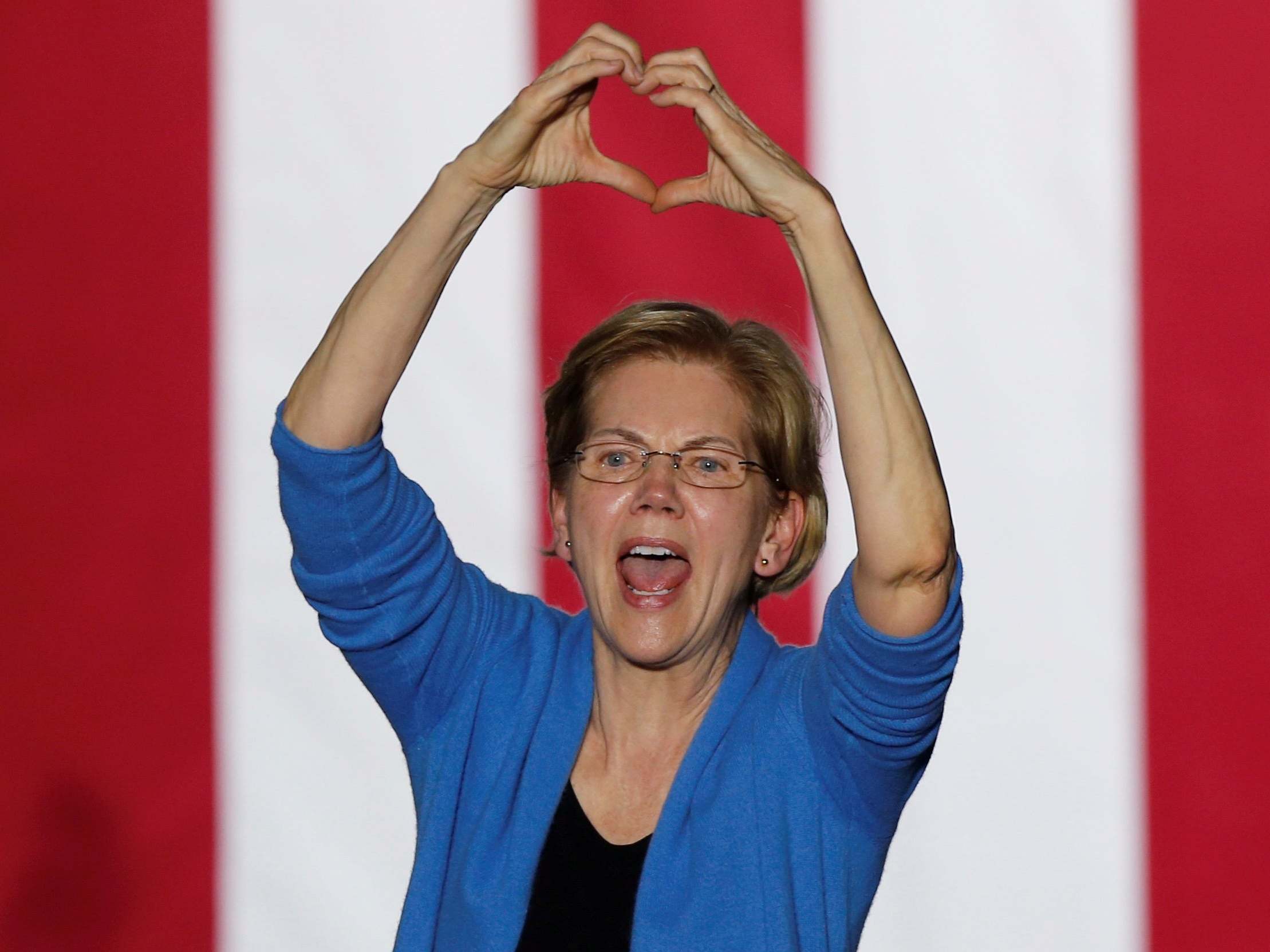 Warren addresses supporters at a Detroit rally on Tuesday