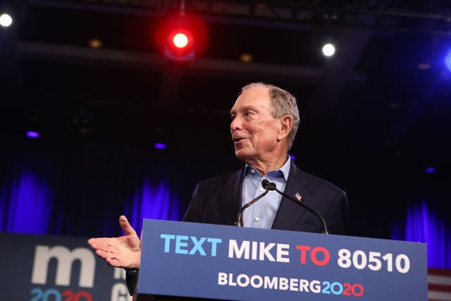 Mike Bloomberg speaking at a rally in West Palm Beach, Florida on Super Tuesday