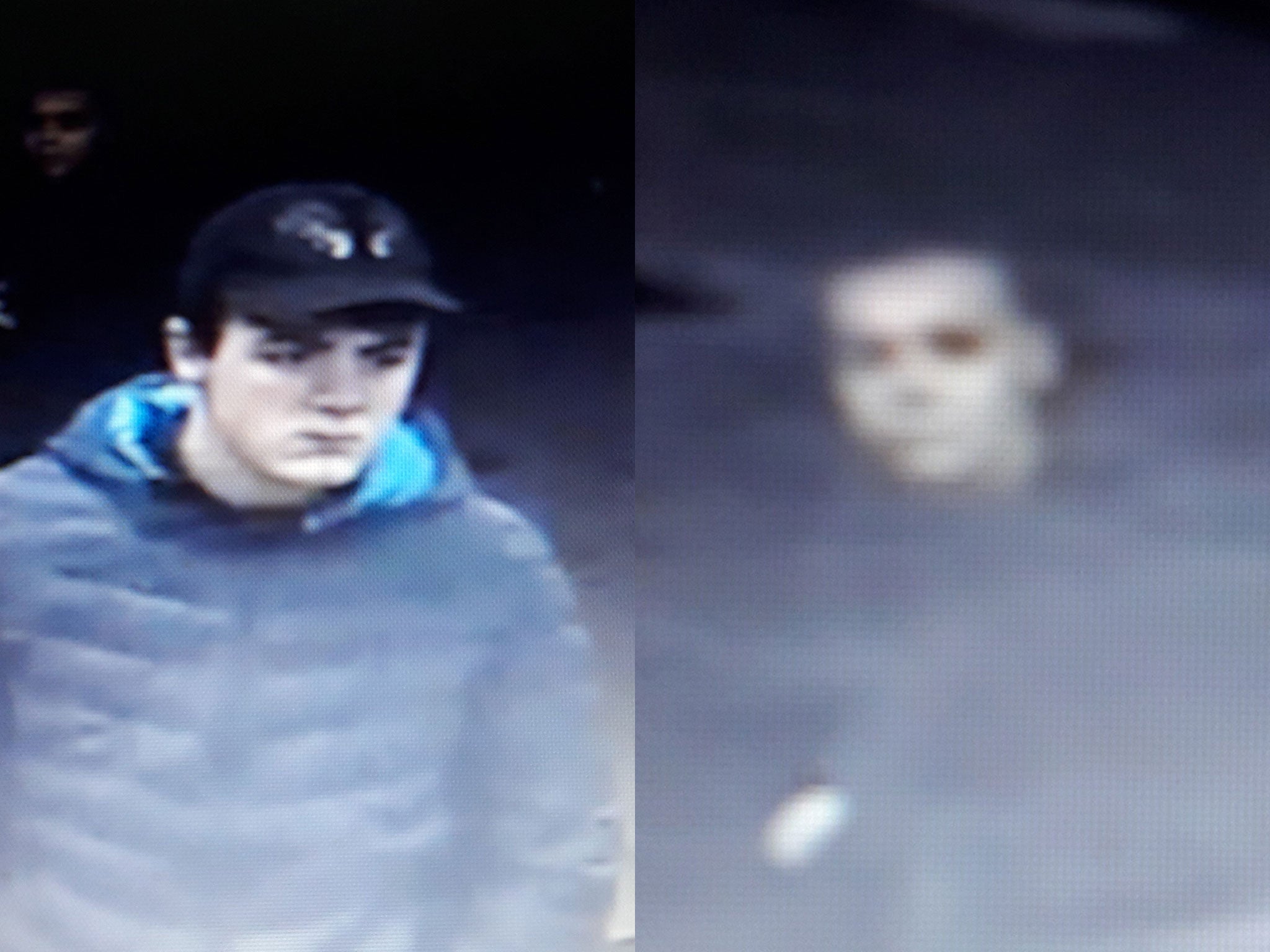 Two of the four men police want to speak to over a racially-aggravated attack in Oxford Street on 24 February