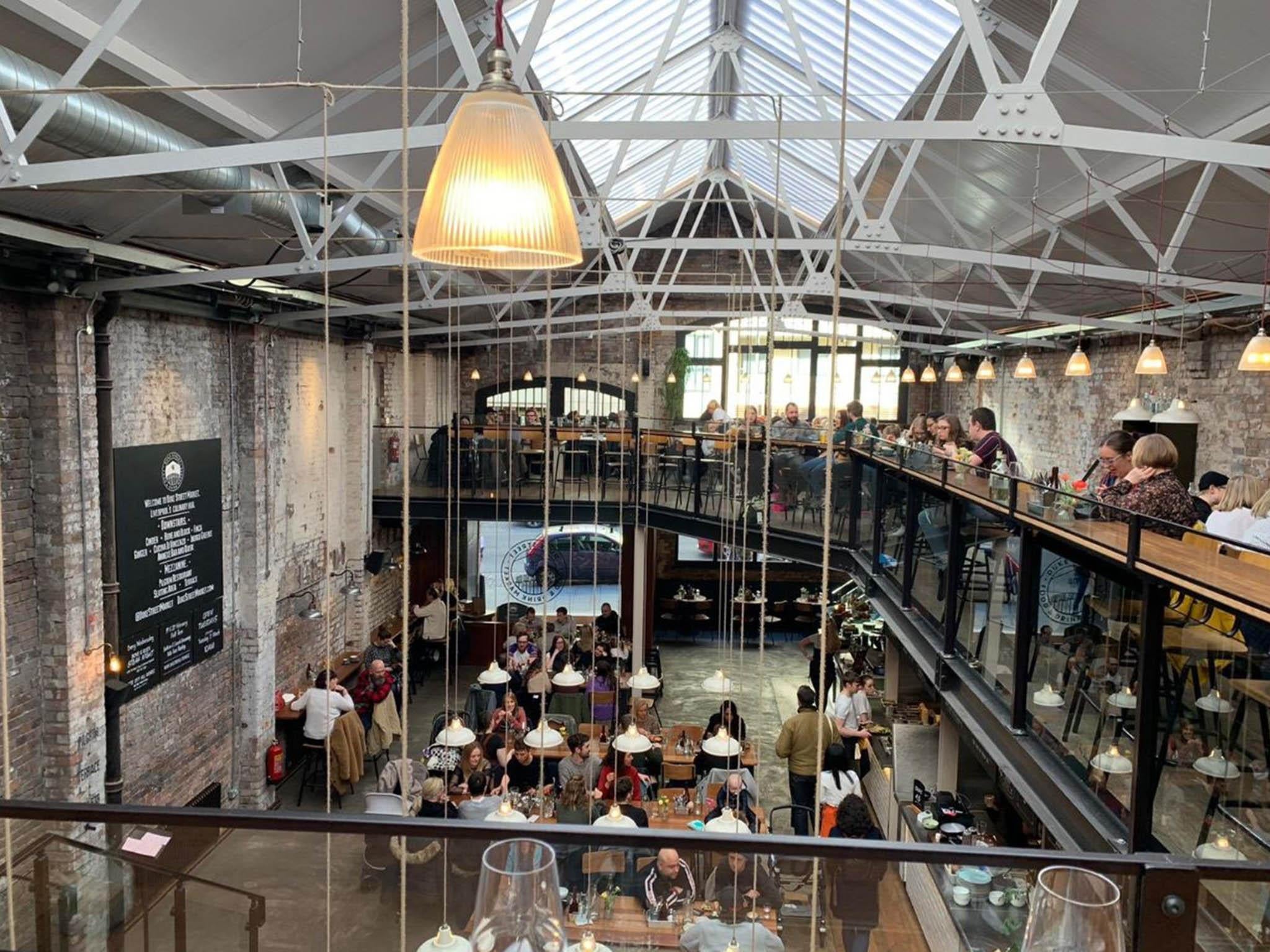 The Duke Street Market is in a rejuvenated old warehouse that’s kept the aesthetic inside too