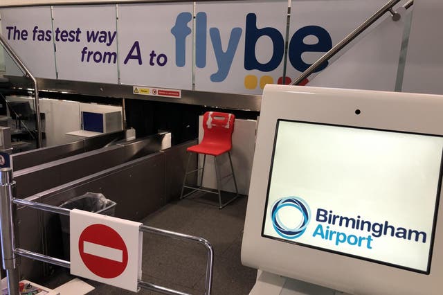 No way: the Flybe check-in counter at Birmingham airport