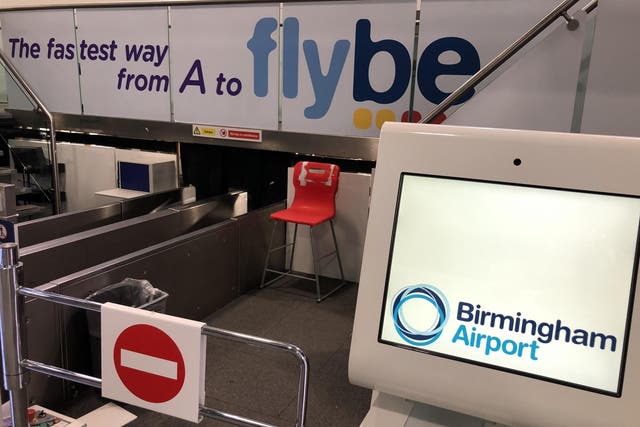 No way: the Flybe check-in counter at Birmingham airport