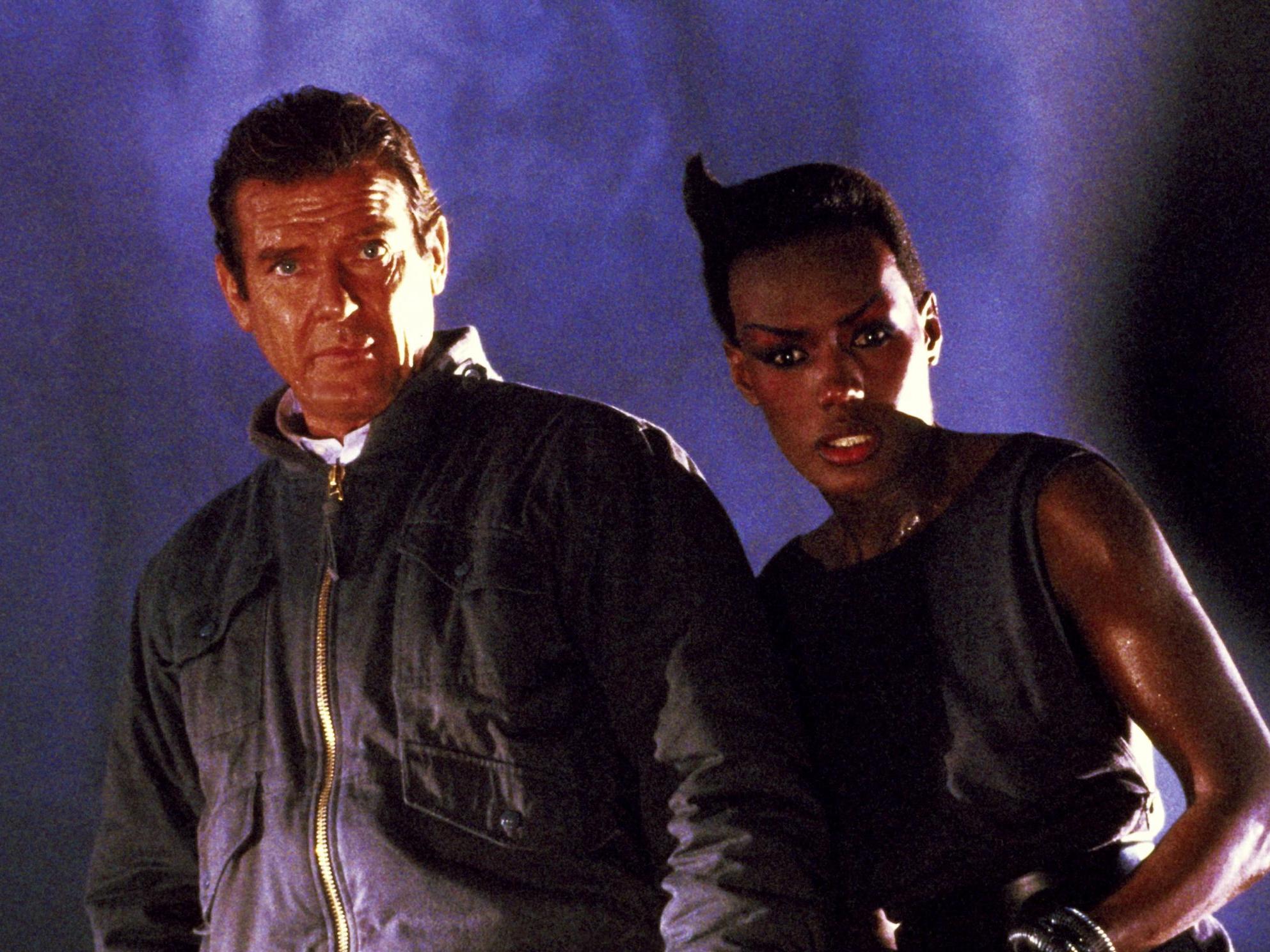 Roger Moore and Grace Jones in ‘A View to a Kill’