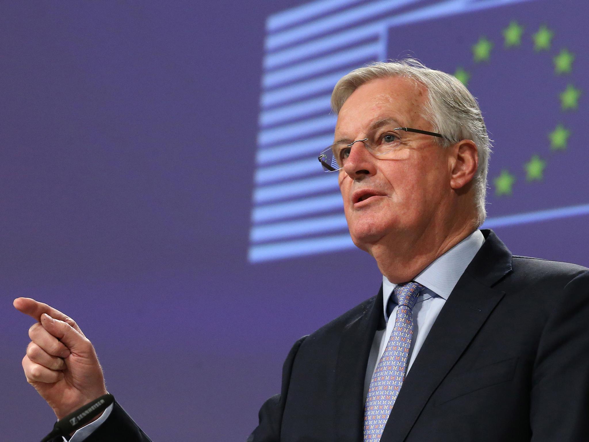 Michel Barnier gives a press conference yesterday reporting on the first round of negotiations