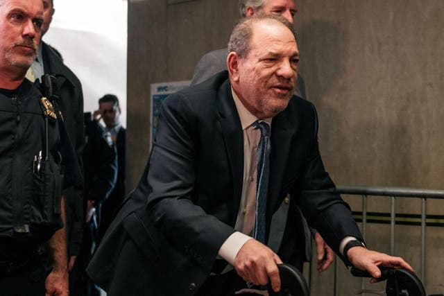 Harvey Weinstein arrives to the courthouse on 24 February 2020 in New York City.