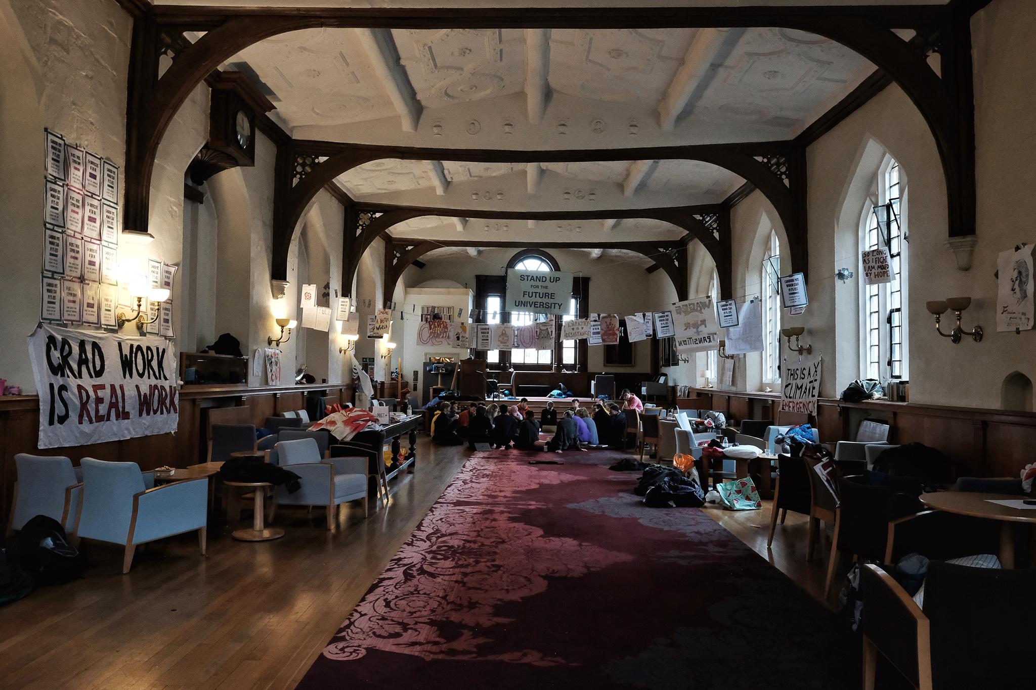 Over 50 students occupy The Old Schools of Cambridge University in support of the UCU strikes