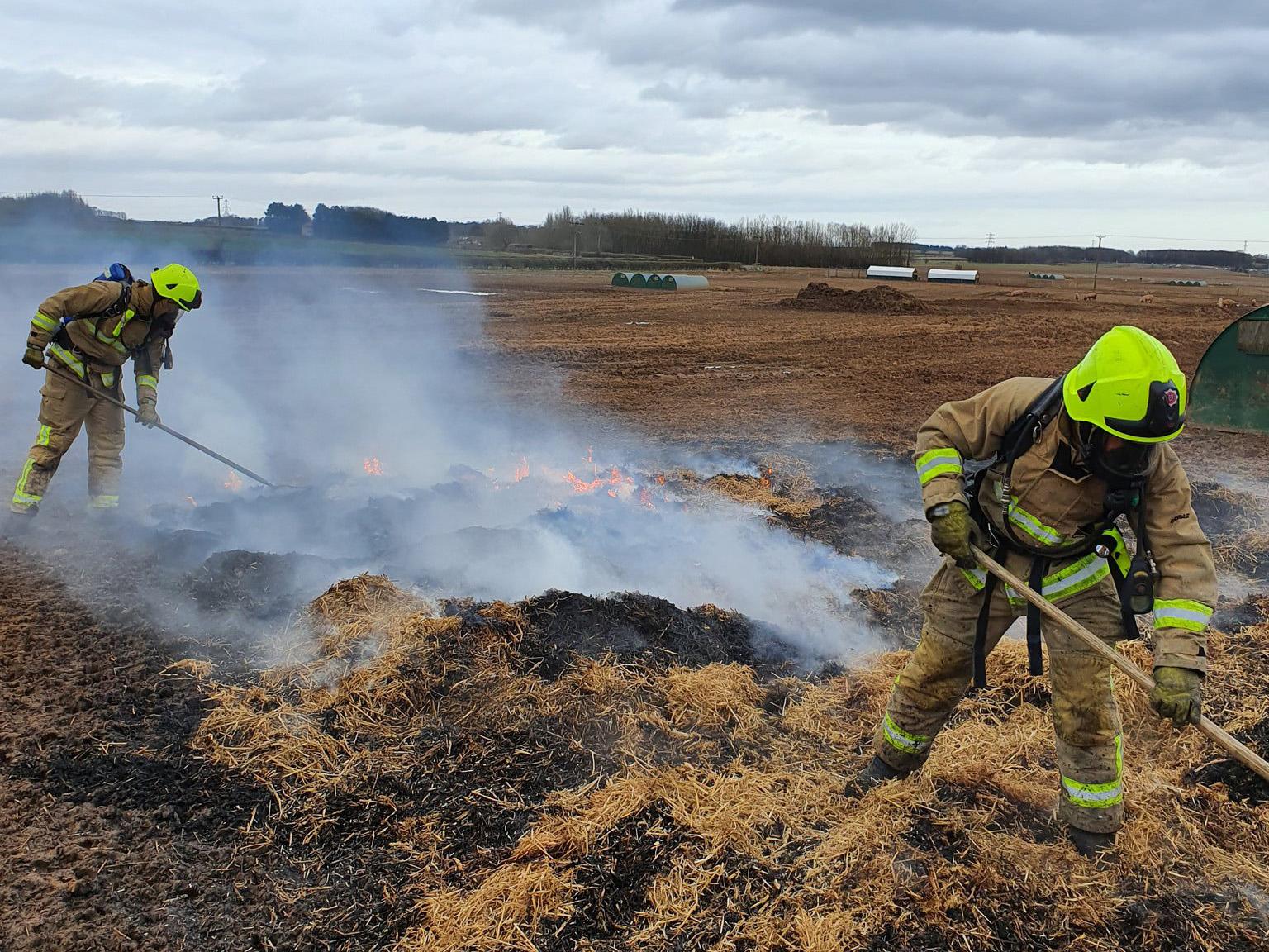 Tadcaster and Knaresbororough fire crews were called to a blaze at 4 pigpens in Bramham on Saturday