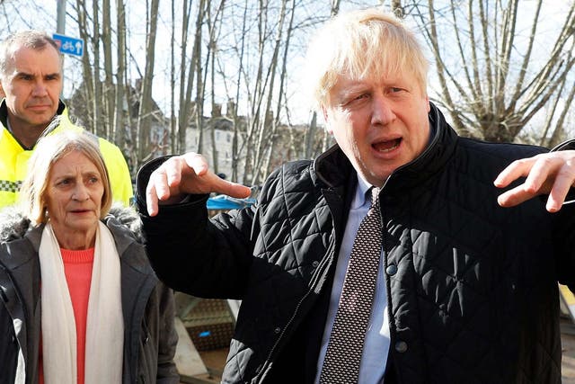 Boris Johnson meets with locals affected by the flood as he visits Bewdley to see recovery efforts