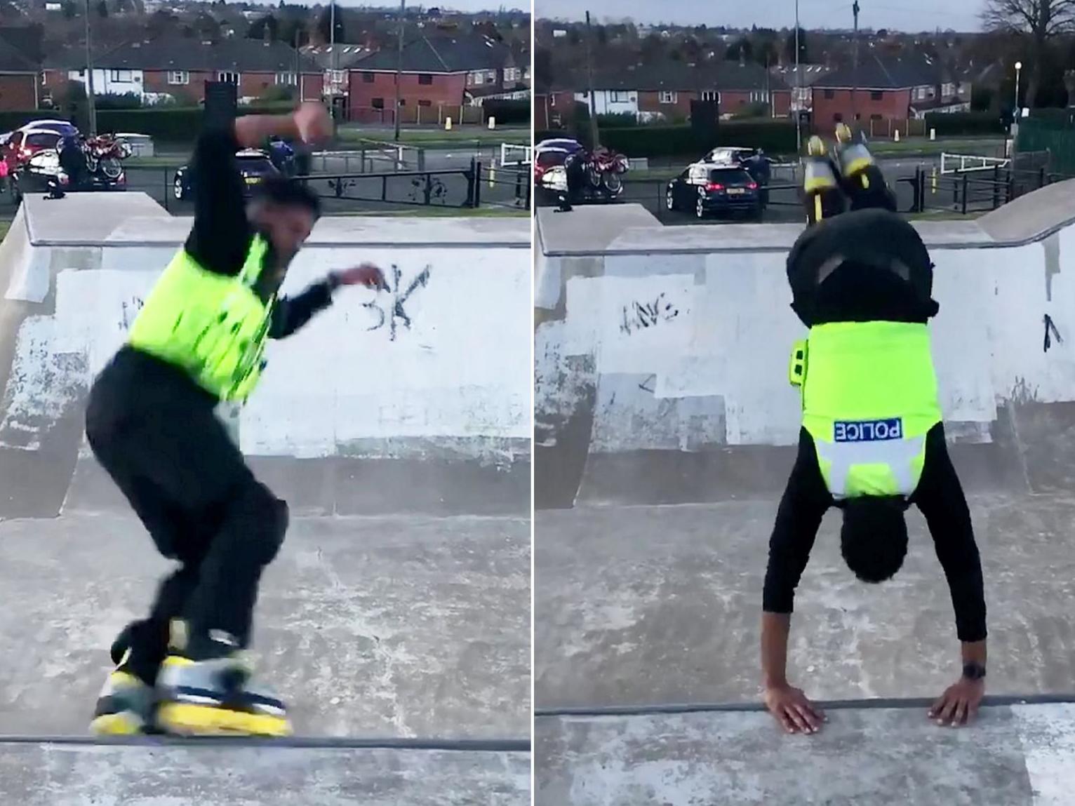 Roller-skating police officer goes viral
