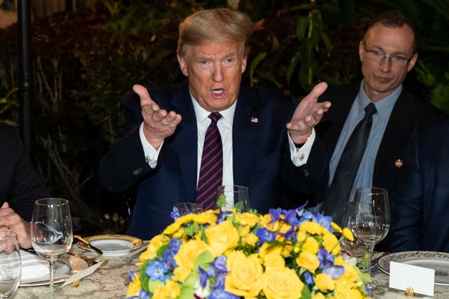 Donald Trump speaks before a dinner