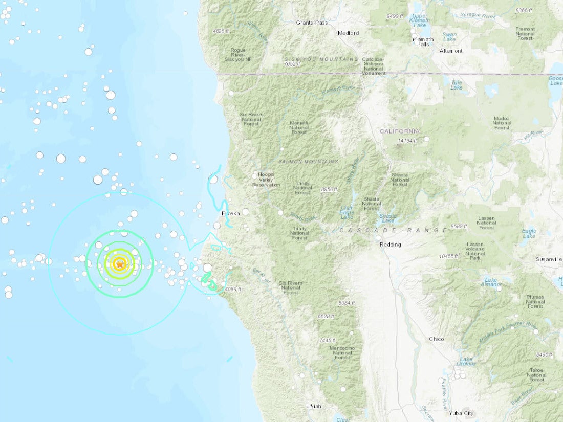 Seven earthquakes hit off the California coast on Sunday night