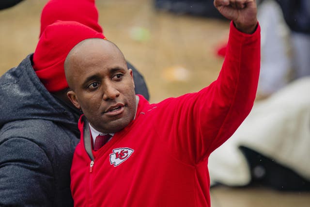 KANSAS CITY, MO - FEBRUARY 05: Kansas City Mayor Quinton Lucas greets fans during the Kansas City Chiefs Victory Parade on February 5, 2020 in Kansas City, Missouri.