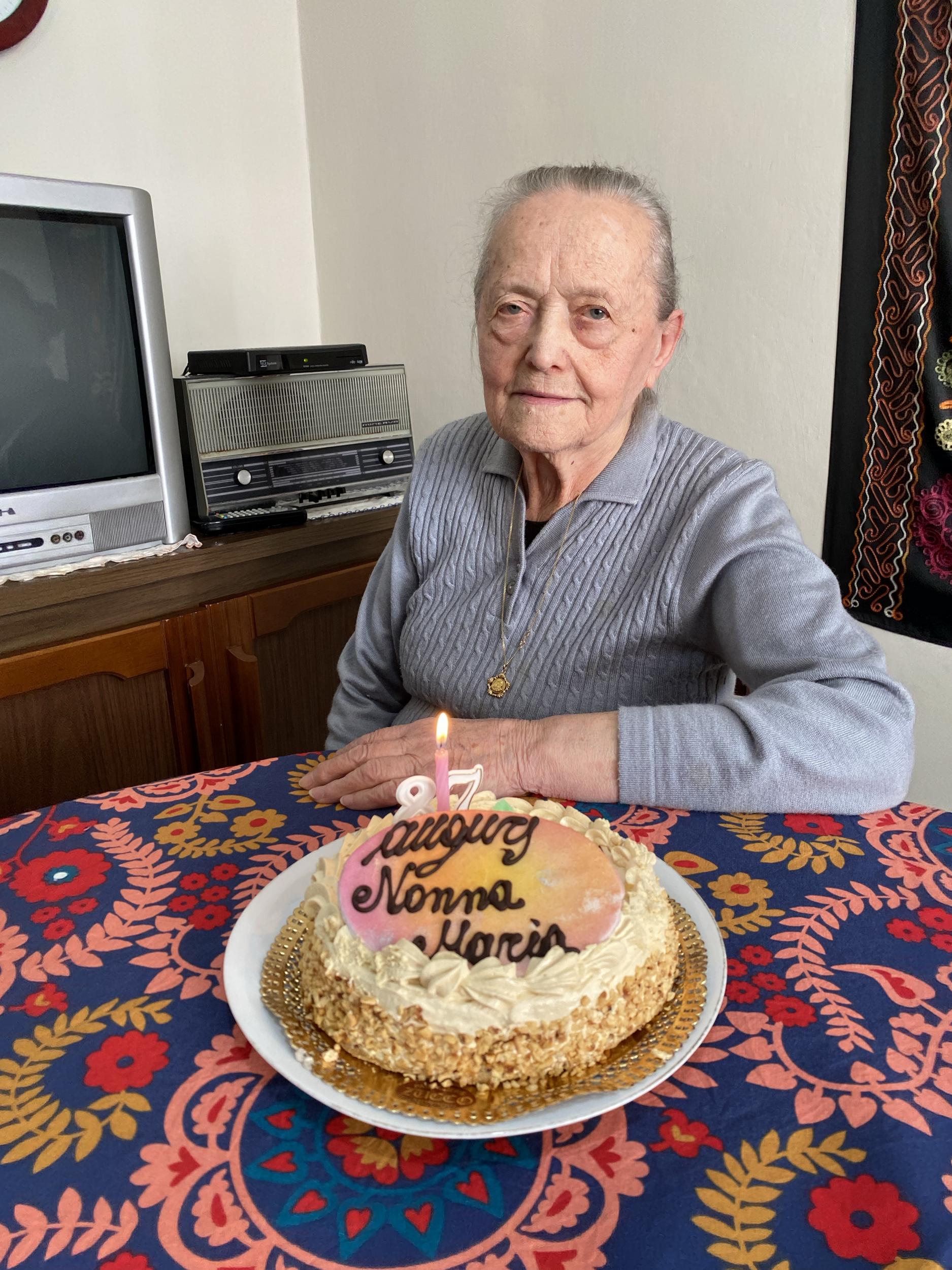 Gianluca Avagnina's grandmother celebrating her birthday in Italy