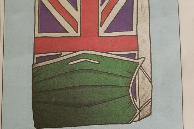 The banned advert depicting a cartoon mattress with a British flag and a mask.