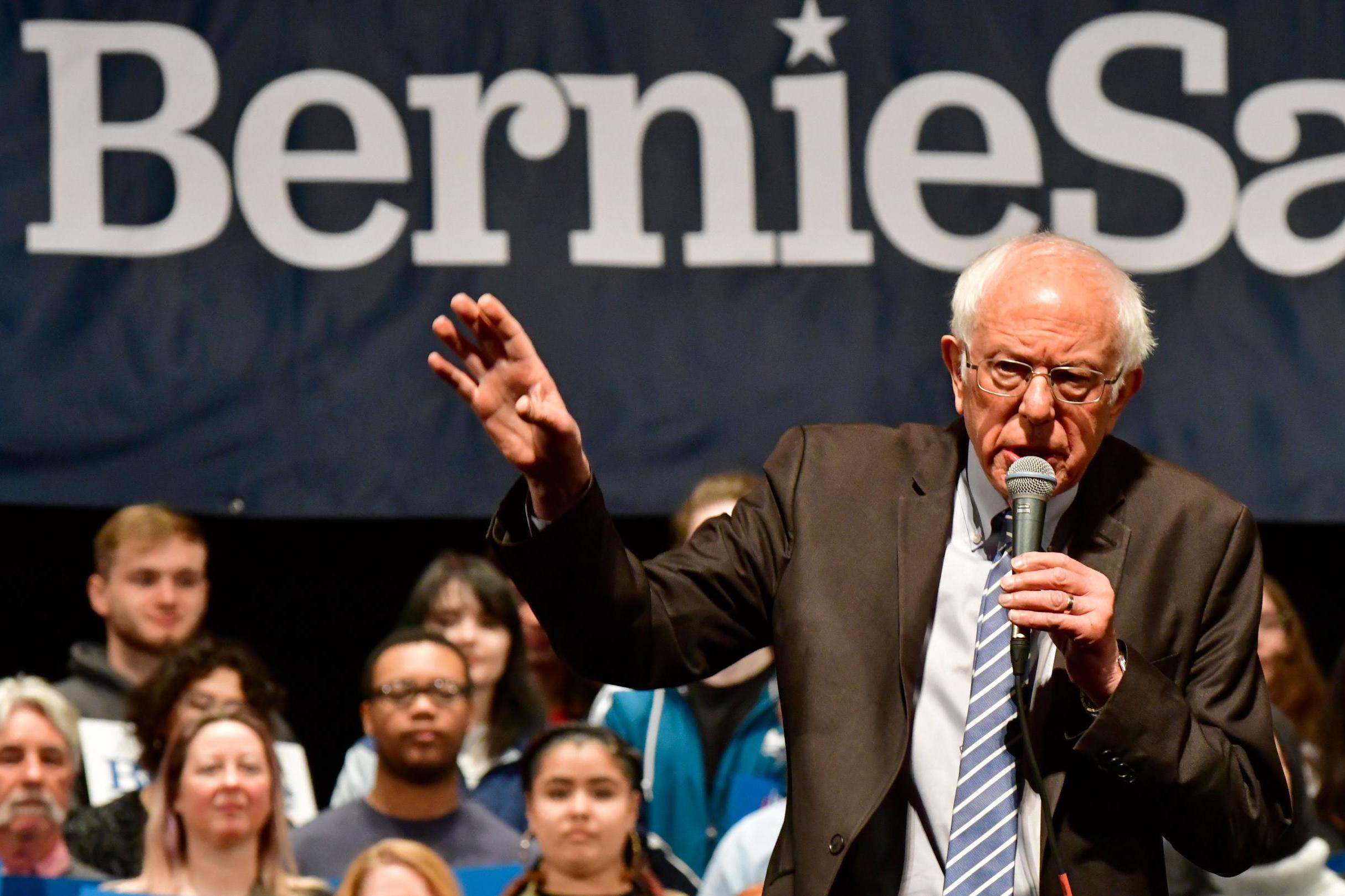 Bernie Sanders at a rally in St Louis, Missouri, on Monday