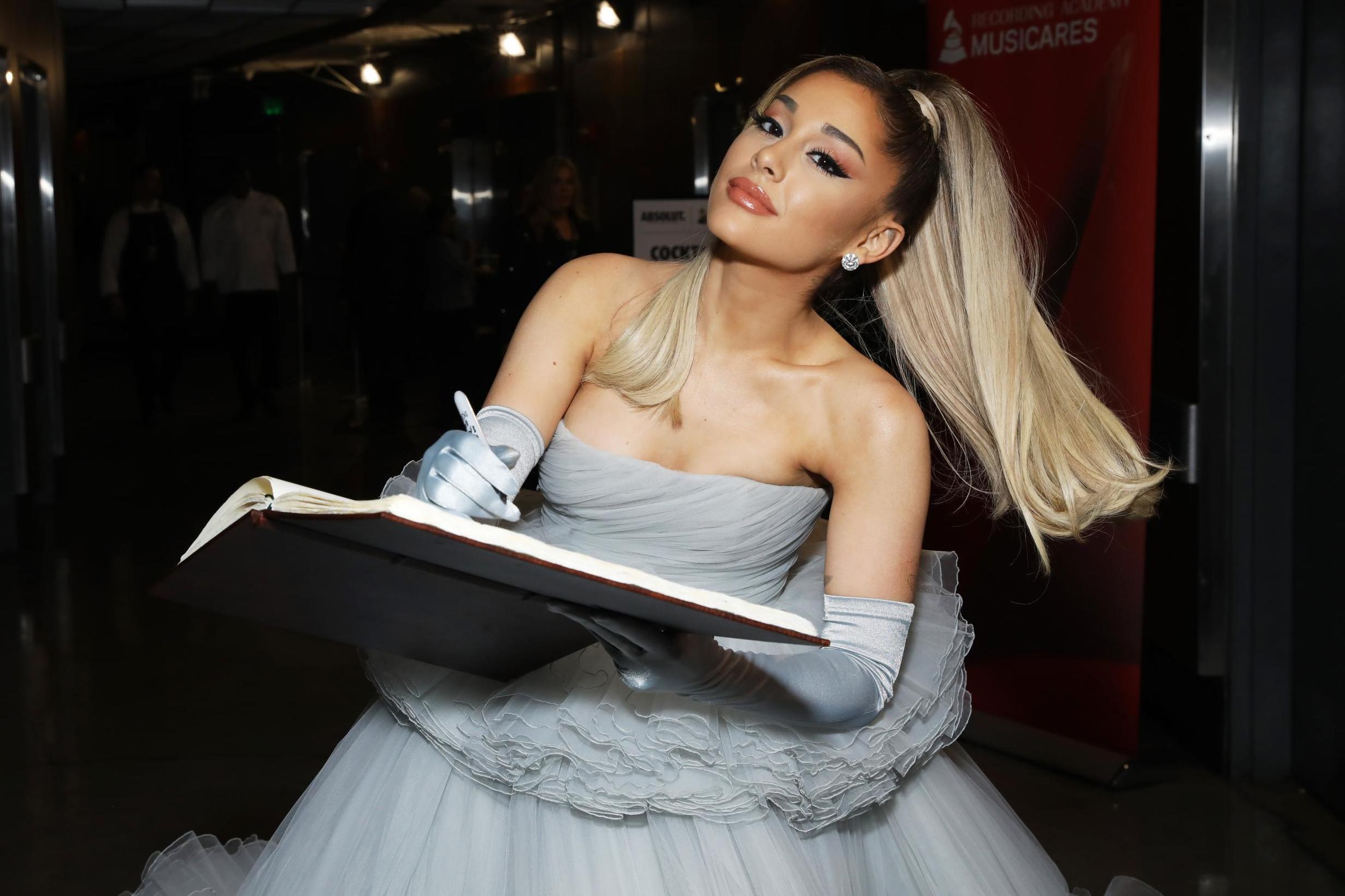Ariana Grande on 26 January 2020 at the Grammys in Los Angeles.