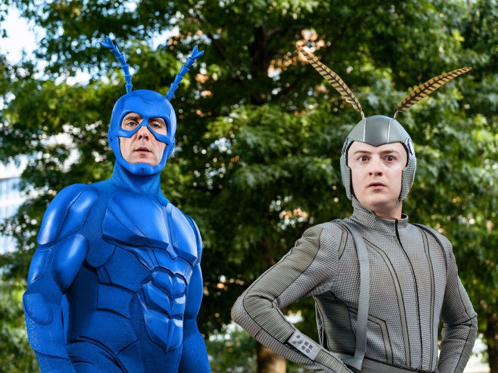 Peter Serafinowicz and Griffin Newman in 'The Tick'