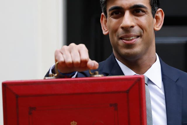 Rishi Sunak poses with the Budget Box ahead of the government’s announcement