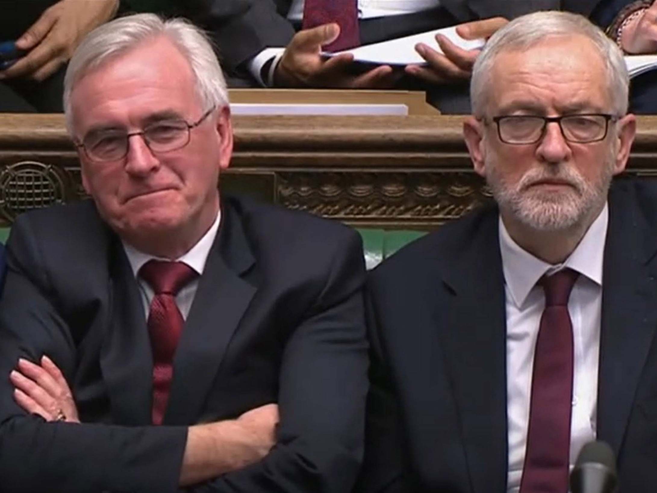 McDonnell and Corbyn listen to Sunak delivering his Budget