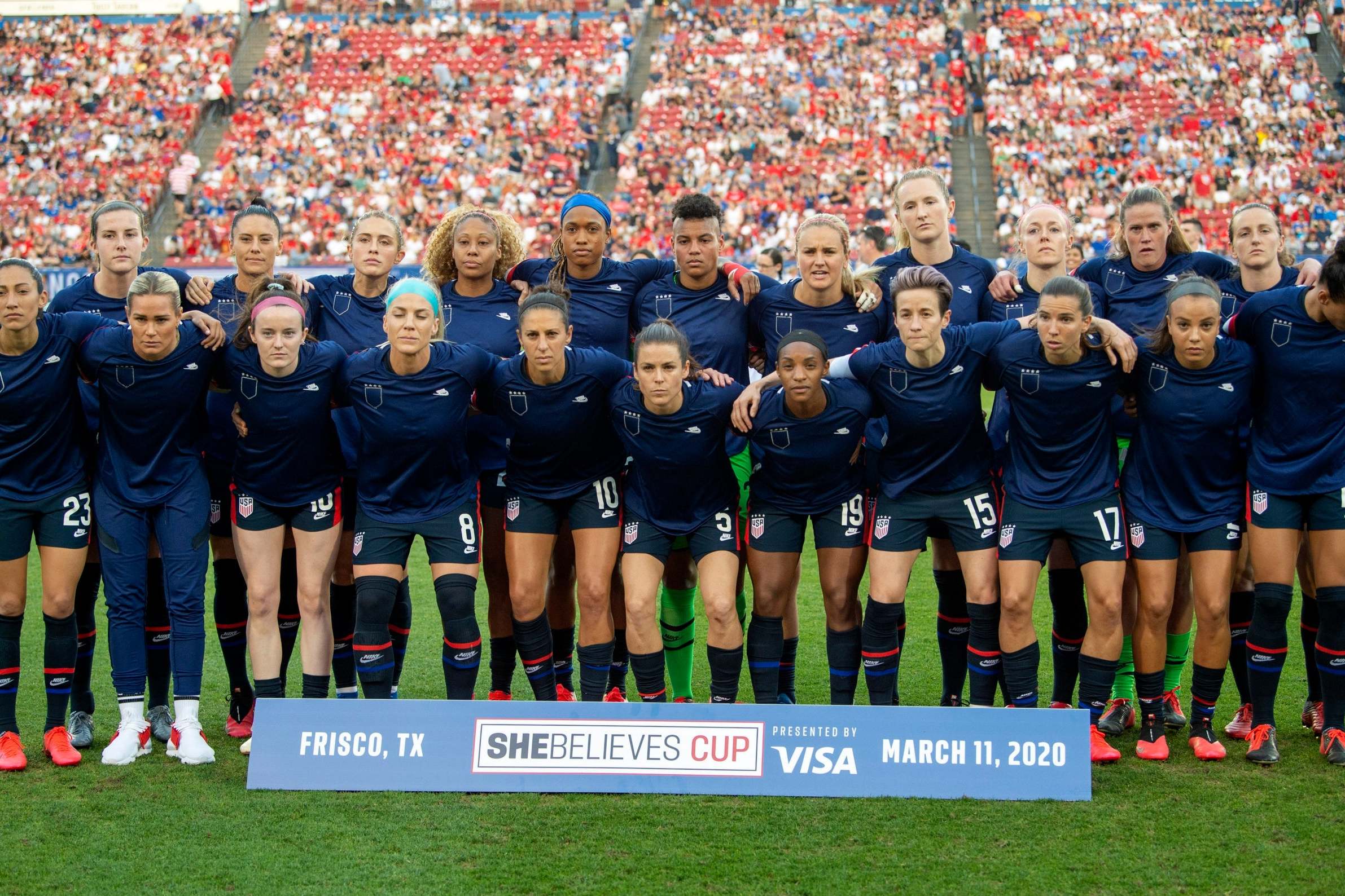 The US Women's team protested by wearing their shirts inside out
