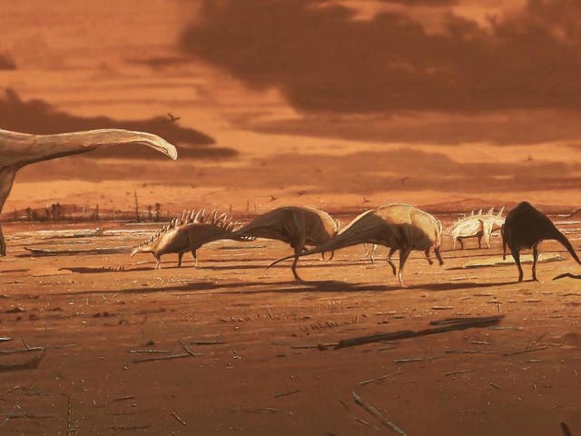 Artist's impression of what the dinosaur population on the Isle of Skye might have looked like