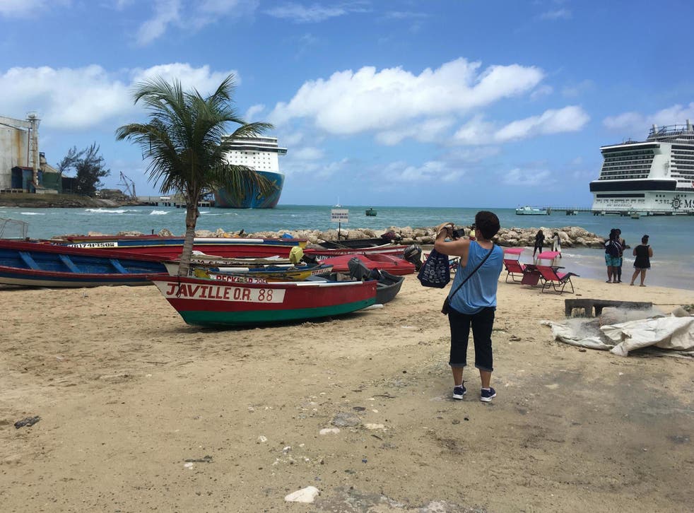 A few tourists explore the port of Ocho Rios Jamaica