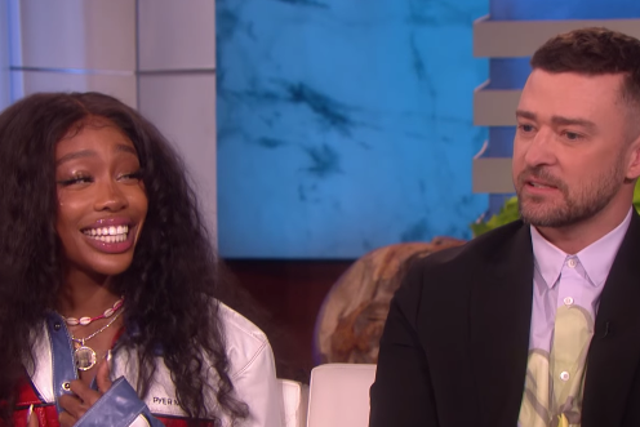SZA and Justin Timberlake during their appearance on US talk show 'Ellen'