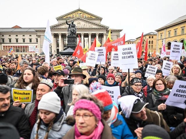 A protest against the AfD and far-right politics in Munich earlier this month
