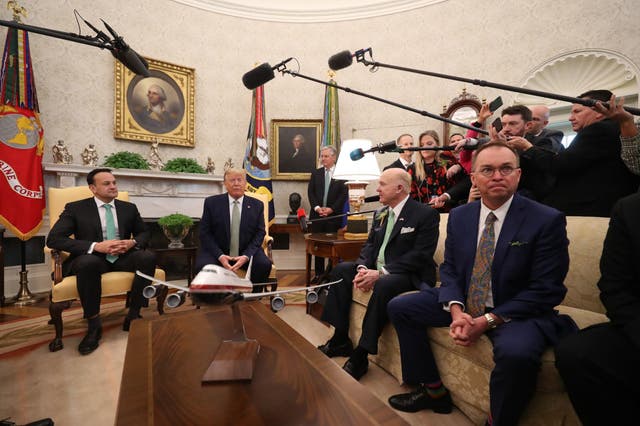 Donald Trump with Irish prime minister Leo Varadkar in the Oval Office
