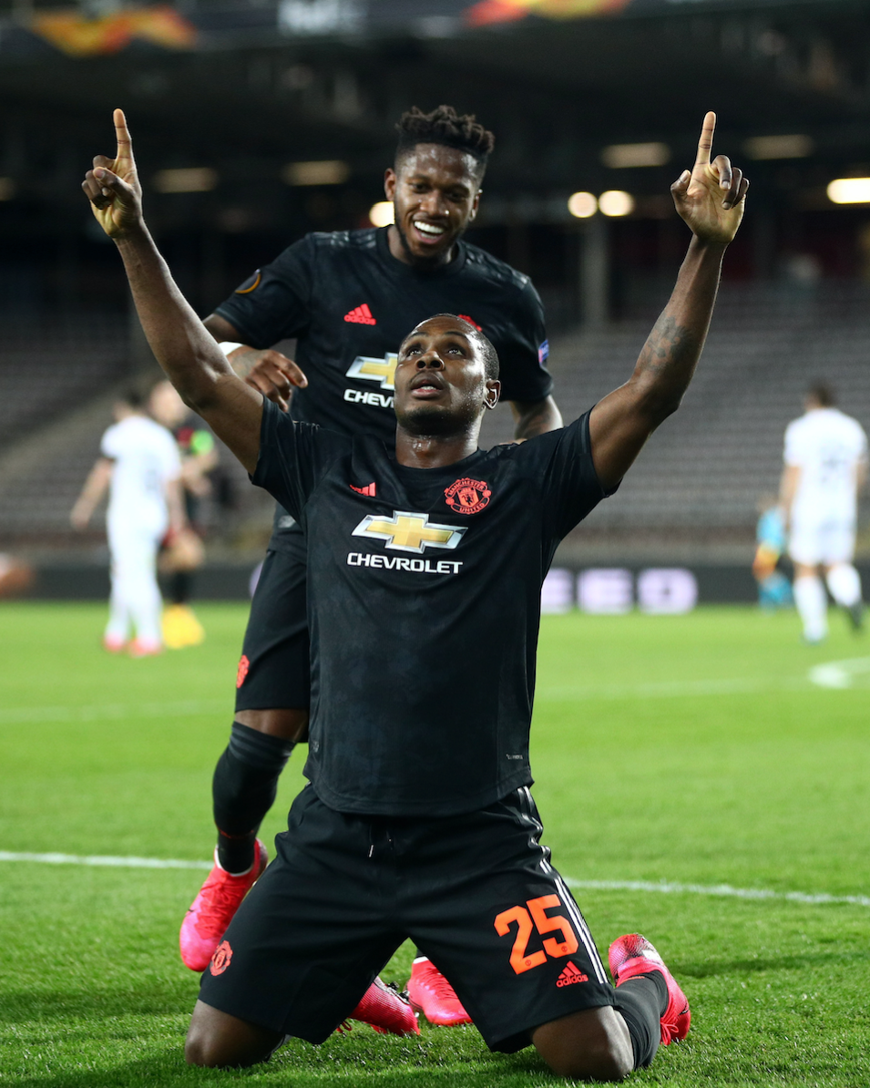 Ighalo celebrates his stunning goal for United