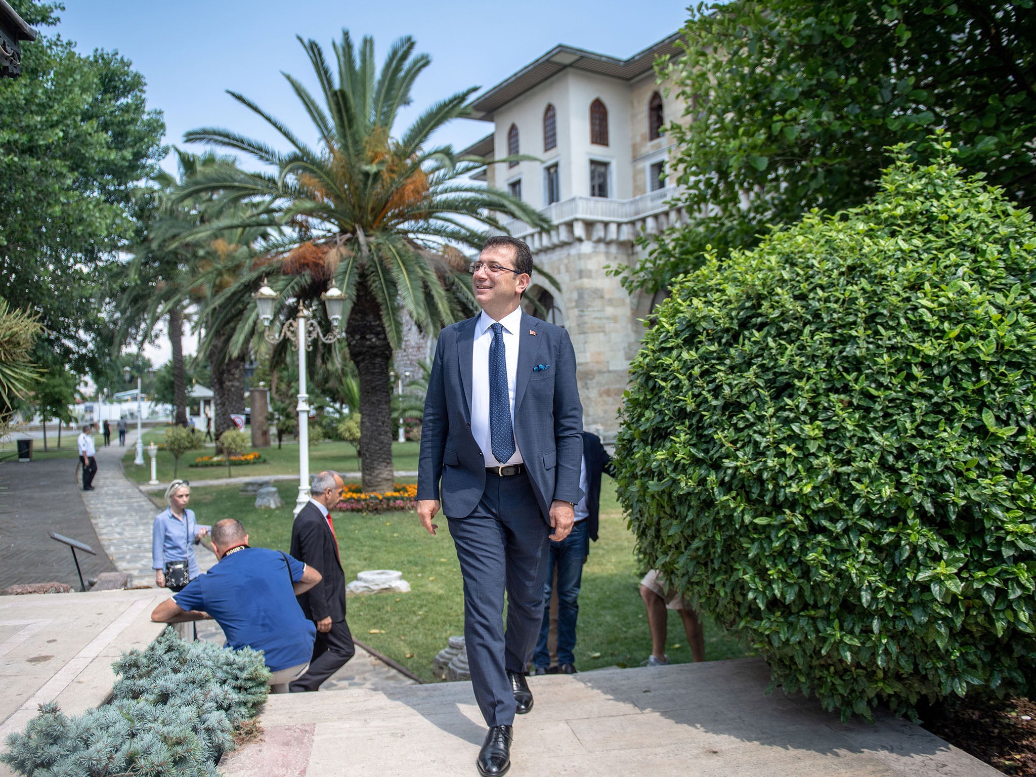 Imamoglu arrives for a meeting with foreign media (AFP via Getty)