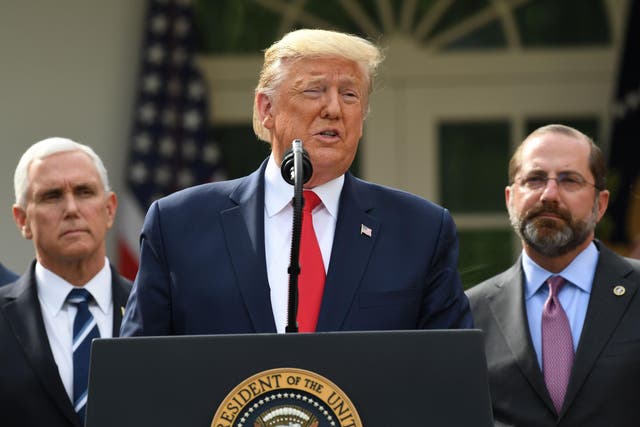 President Trump addresses coronavirus in the Rose Garden on Friday. AFP via Getty Images