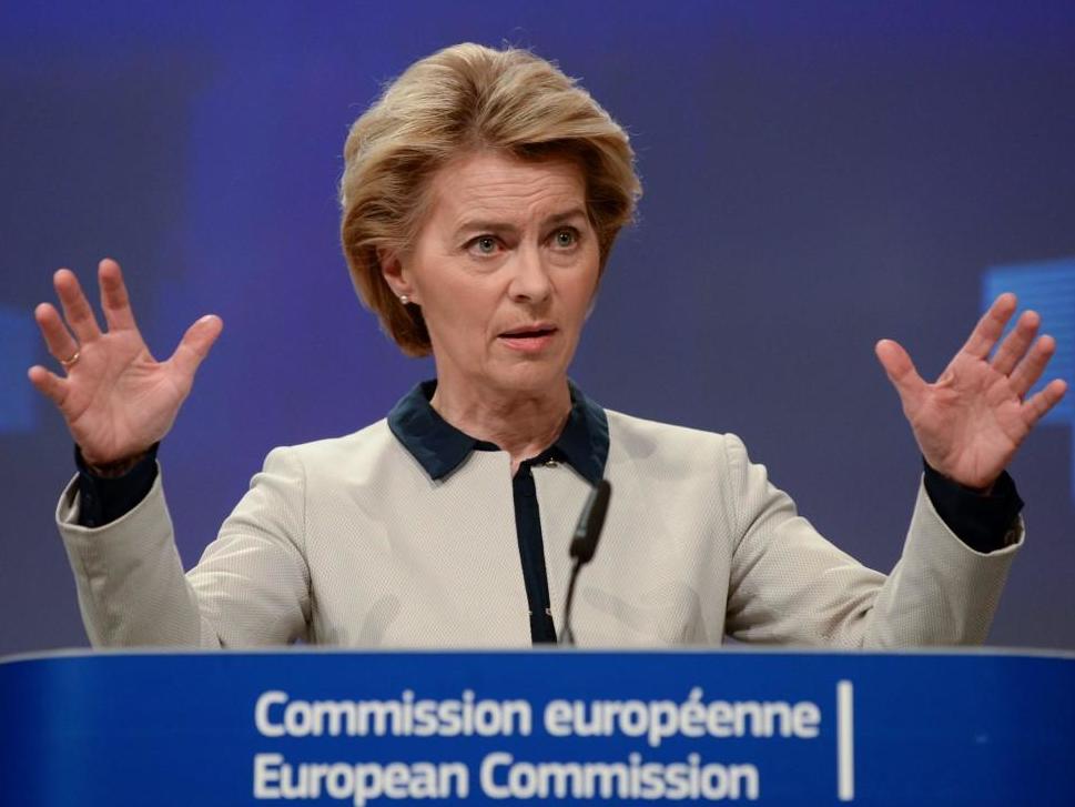 EU Commission President Ursula von der Leyen presents the EU executive's economic response to the coronavirus epidemic, in Brussels, Belgium 13 March 2020