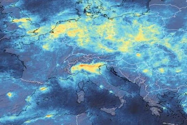 Air pollution had greatly improved earlier this week compared with the start of the year, the imagery shows