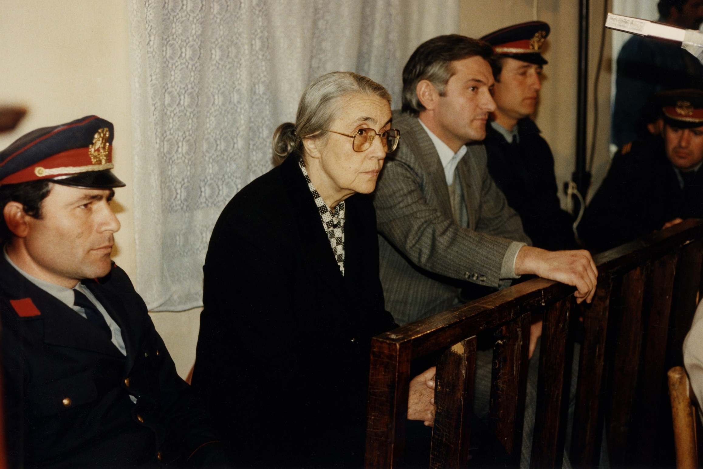 Nexhmije Hoxha in the dock in 1993