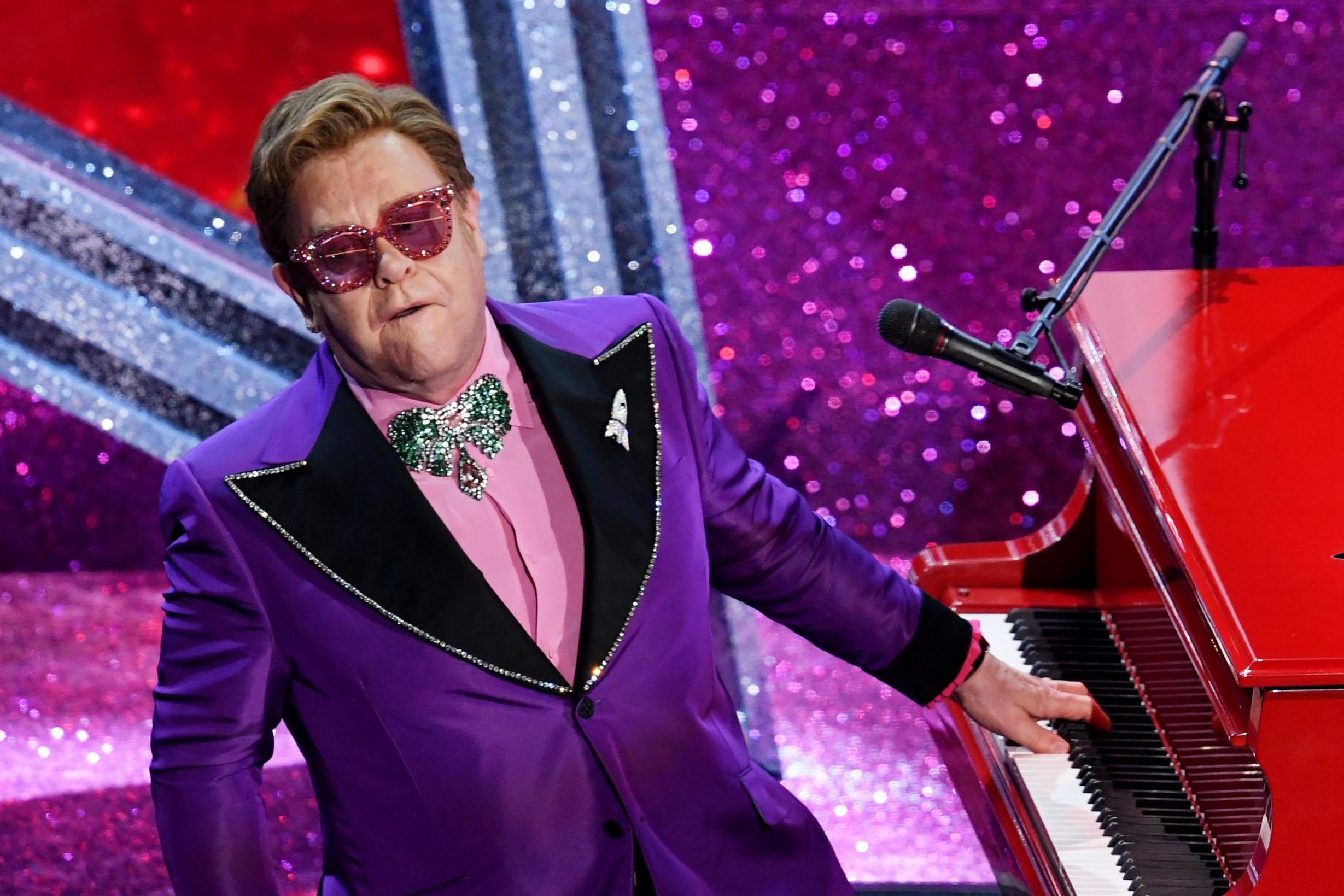 Elton John performs onstage during the 92nd Annual Academy Awards on 9 February 2020.
