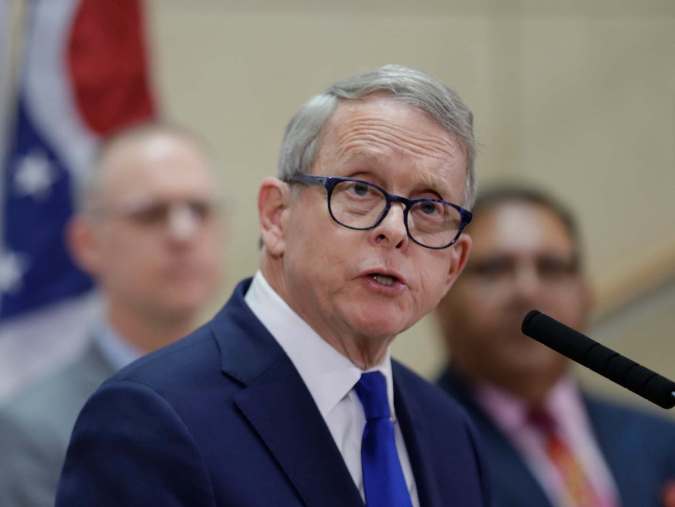 Ohio Governor Mike DeWine gives an update at MetroHealth Medical Center on the coronavirus pandemic