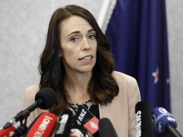 New Zealand Prime Minister Jacinda Ardern addresses a press conference in Christchurch