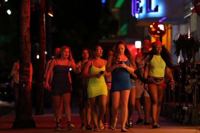 Students on Spring Break take to the streets of Miami.