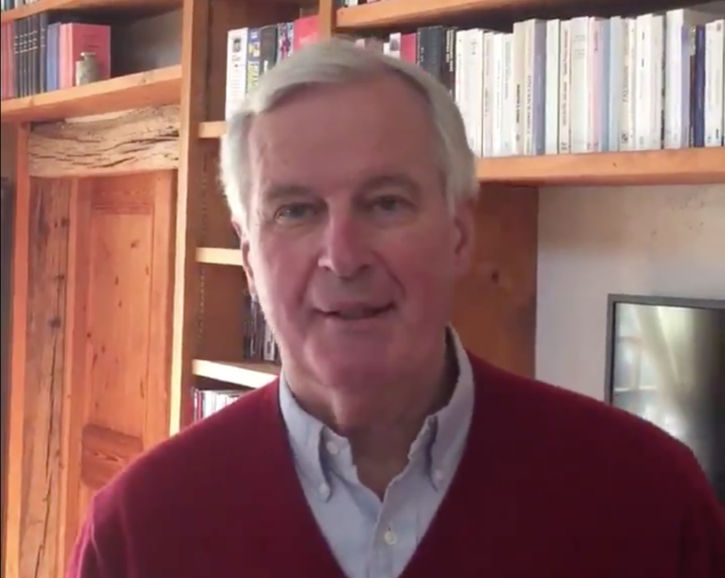 Michel Barnier posted a video message from home
