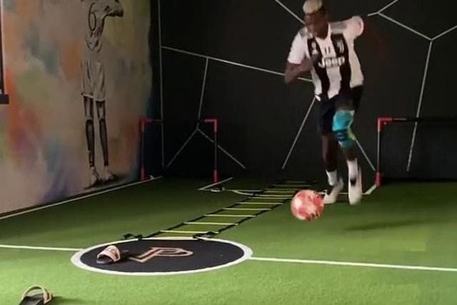 Paul Pogba has been training in a Juventus shirt to show support for his former teammates