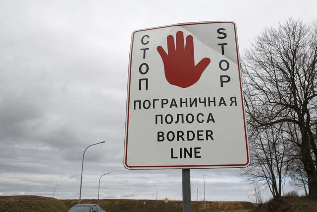 A sign of border line seen near Minsk