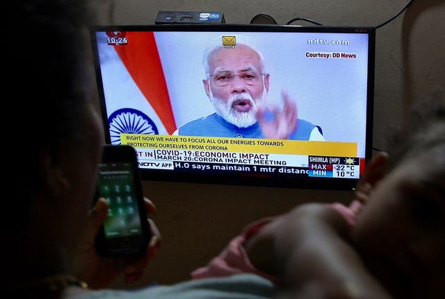 A live broadcast of Indian prime minister Narendra Modi's address to the nation