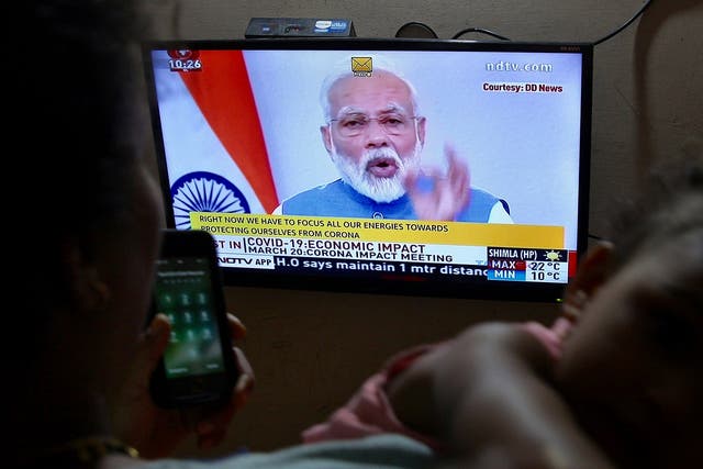 A live broadcast of Indian prime minister Narendra Modi's address to the nation