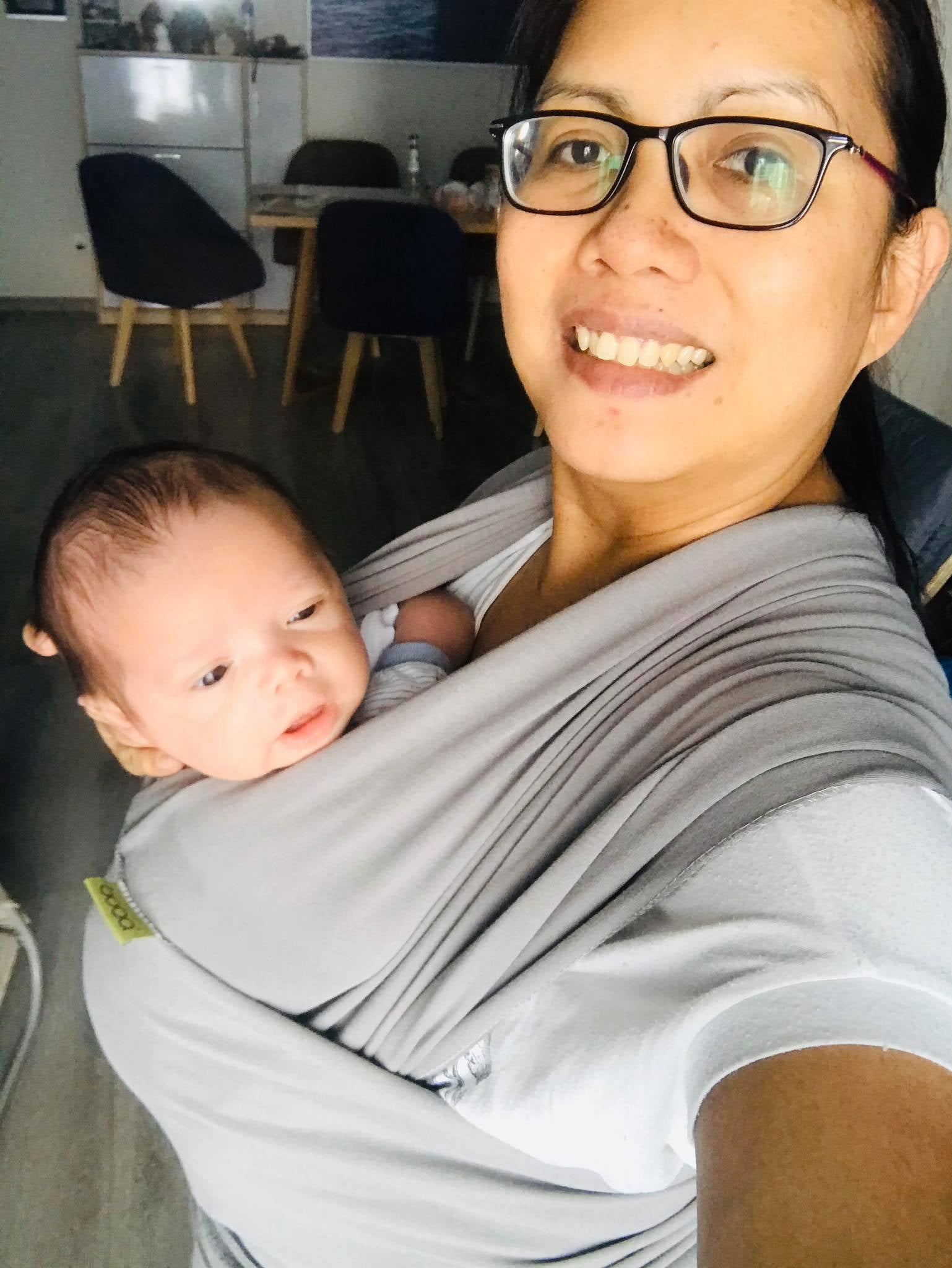 Kaye (pictured) and her fiance cannot get back to the Philippines because of a complete travel shutdown. They were already struggling to process a birth certificate for their newborn son